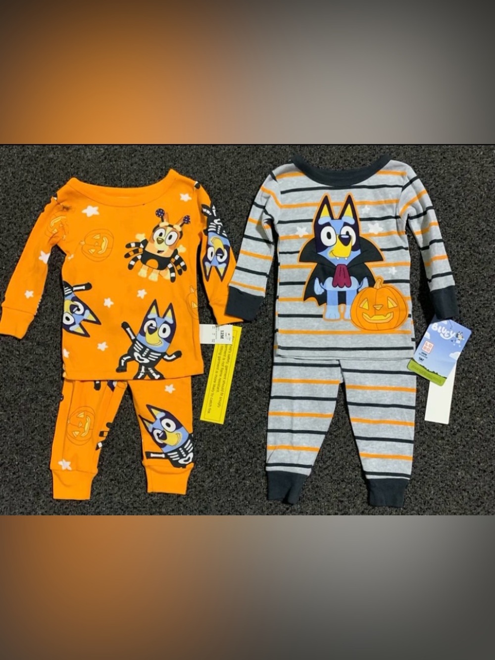 New 2 sets of Bluey boys 12 month Halloween pajamas